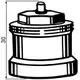 Kunststoff-Spindelverlängerung mit abgerundetem oberen Ende, zur Verwendung mit Heizungsventilen von IMI Hydronic Engineering, in schematischer Darstellung.
